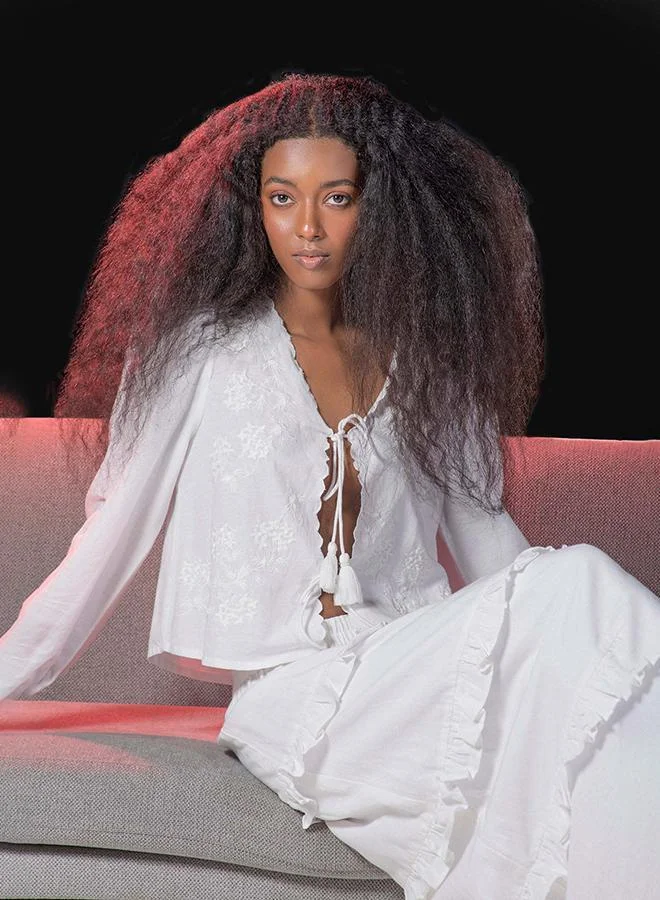 فيرجيو فيرجيو توب فيسكوز مطرز بربطة